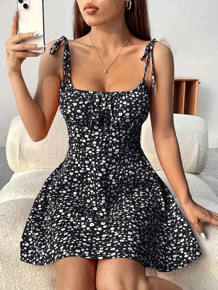 Summer Floral Spaghetti Strap Beach Sundress