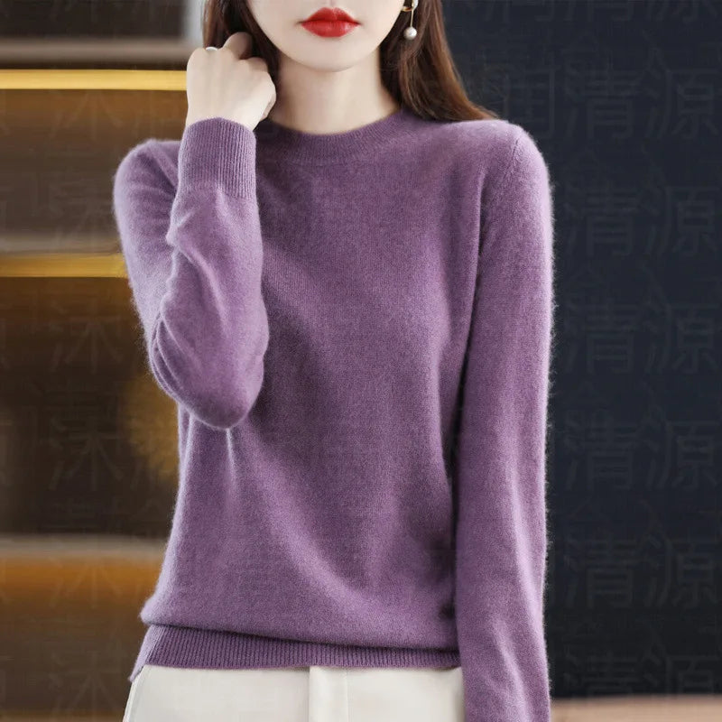 Women’s Soft Cashmere-Feel Knit Sweater – Crew Neck Long Sleeve Warm Winter Pullover Top