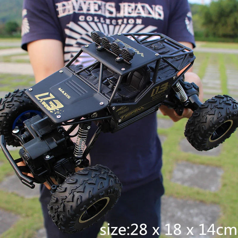 4WD Rock Crawler RC Truck – Dual-Motor Off-Road Remote Control Car with LED Lights & Suspension