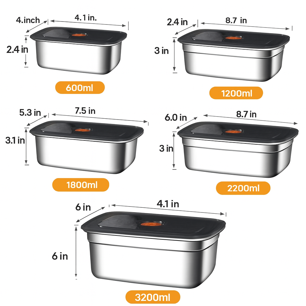 Stainless Steel Leak-Proof Bento Lunch Box, Stackable Food Storage Containers for Home, Work & Camping