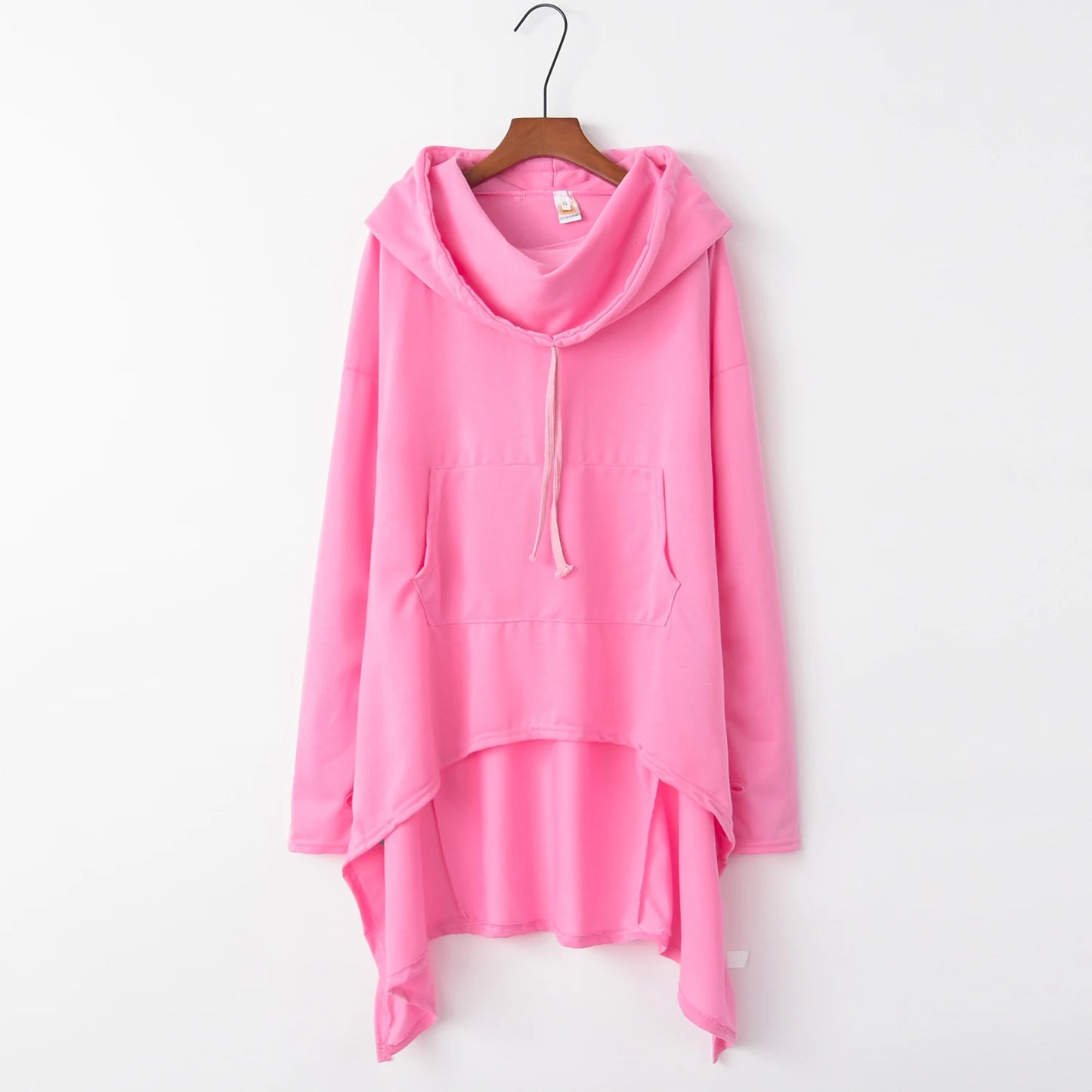 Asymmetrical Long Hoodie for Women – Oversized High-Low Hem Hooded Sweater Coat