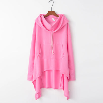 Asymmetrical Long Hoodie for Women – Oversized High-Low Hem Hooded Sweater Coat