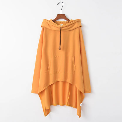 Asymmetrical Long Hoodie for Women – Oversized High-Low Hem Hooded Sweater Coat