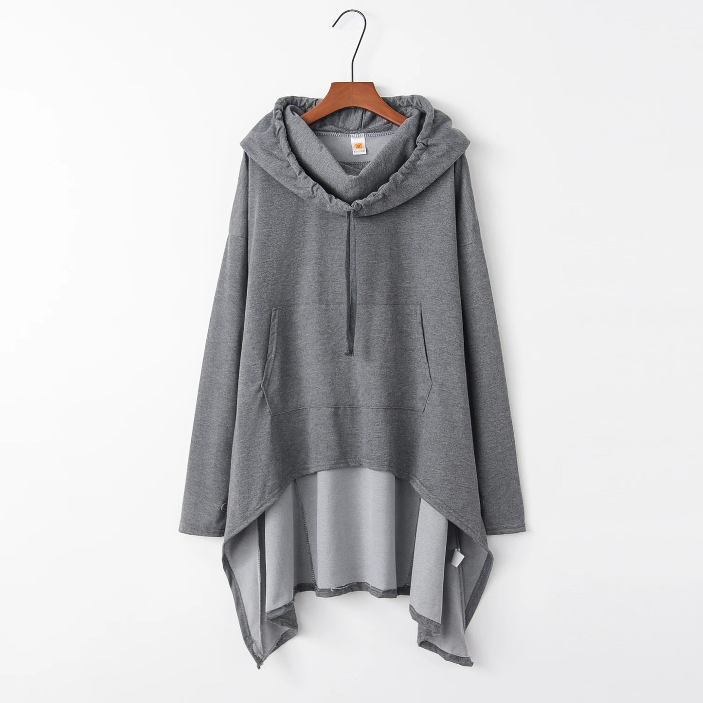 Asymmetrical Long Hoodie for Women – Oversized High-Low Hem Hooded Sweater Coat