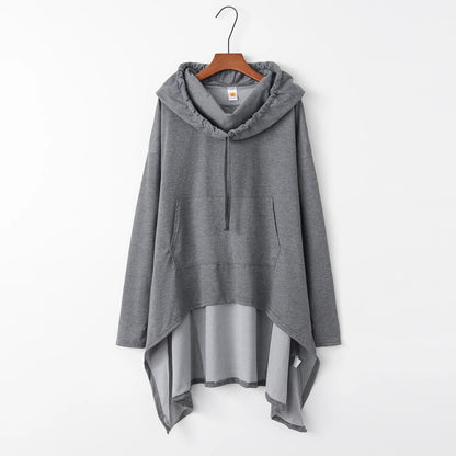 Asymmetrical Long Hoodie for Women – Oversized High-Low Hem Hooded Sweater Coat