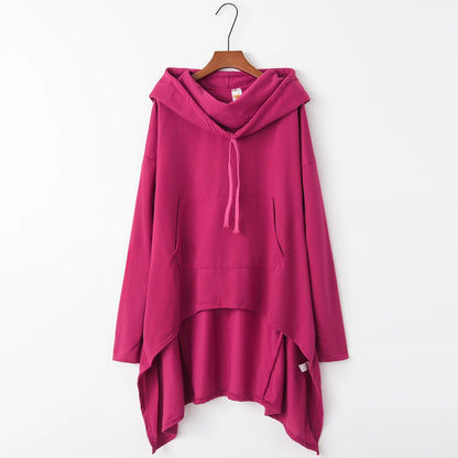 Asymmetrical Long Hoodie for Women – Oversized High-Low Hem Hooded Sweater Coat