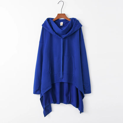 Asymmetrical Long Hoodie for Women – Oversized High-Low Hem Hooded Sweater Coat