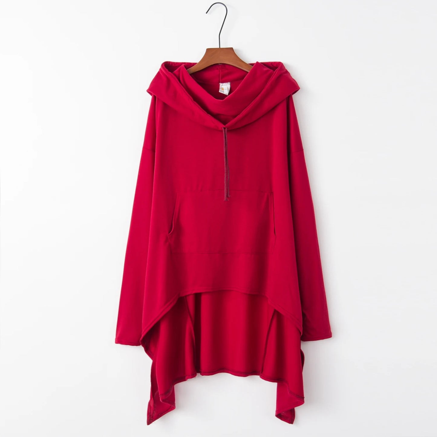 Asymmetrical Long Hoodie for Women – Oversized High-Low Hem Hooded Sweater Coat