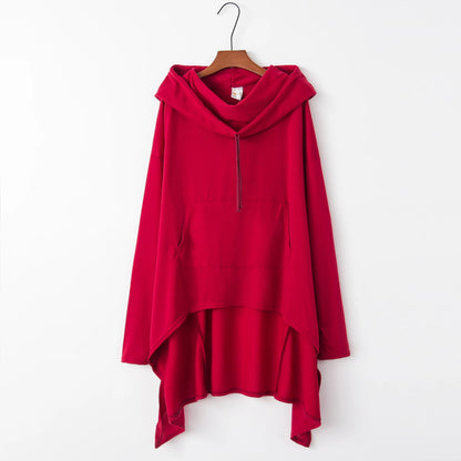 Asymmetrical Long Hoodie for Women – Oversized High-Low Hem Hooded Sweater Coat