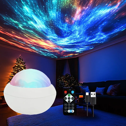 Galaxy Star Projector Night Light – USB Powered LED Lamp with Remote, Ripple Effects & Color Changing