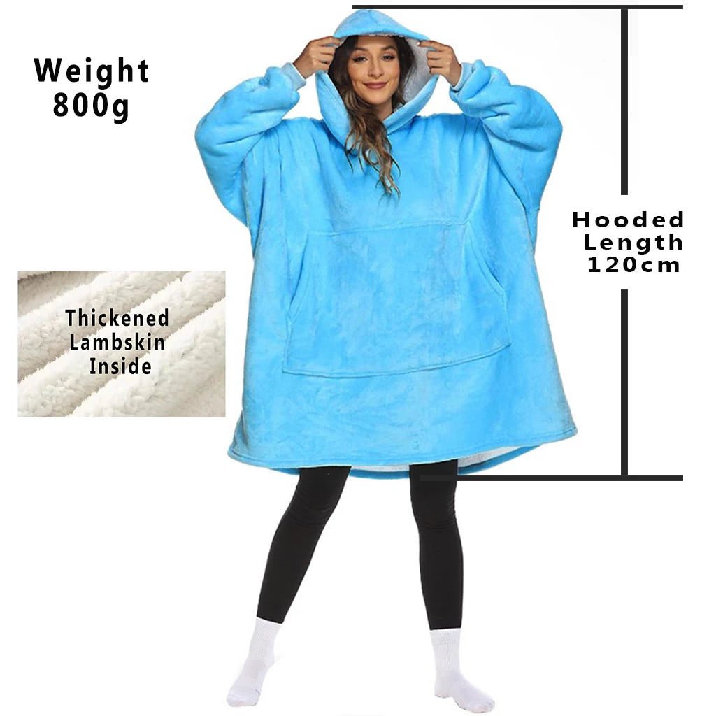 Oversized Hoodie Blanket with Hood – Cozy Wearable Fleece Sweatshirt