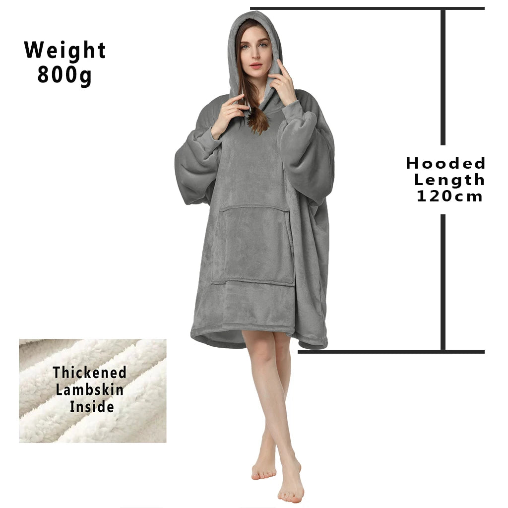 Oversized Hoodie Blanket with Hood – Cozy Wearable Fleece Sweatshirt