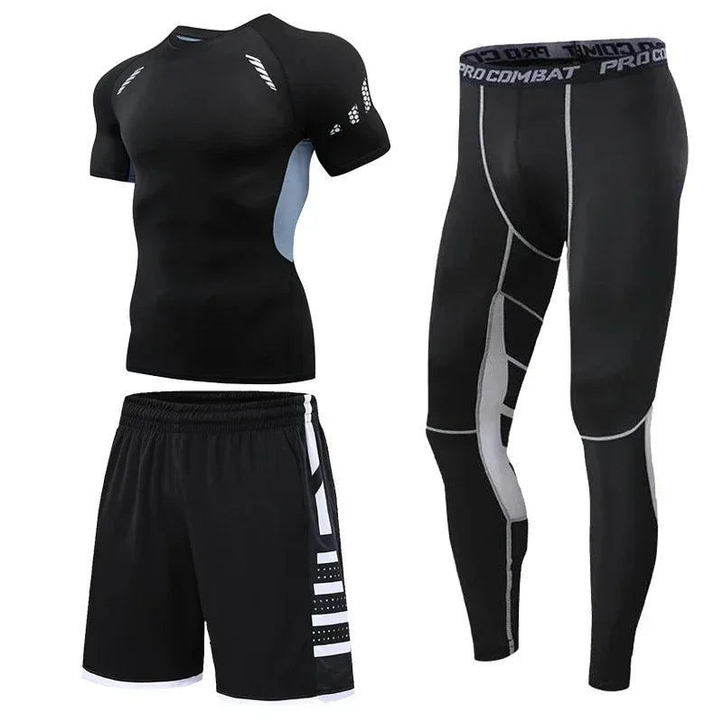 Men’s Compression Training Set – 3-Piece Running, Workout & Fitness Tracksuit