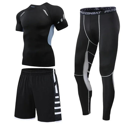 Men’s Compression Training Set – 3-Piece Running, Workout & Fitness Tracksuit