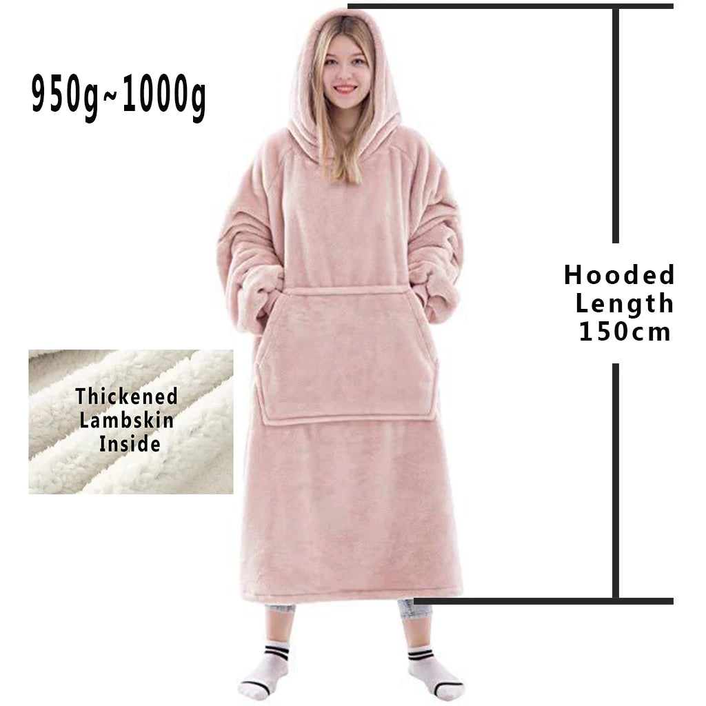 Oversized Hoodie Blanket with Hood – Cozy Wearable Fleece Sweatshirt