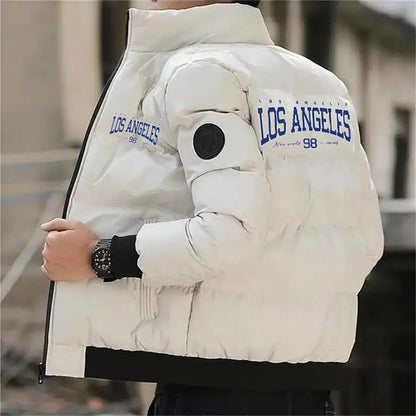 Men’s L.A Winter Puffer Jacket – Streetwear Bomber Style, Cold Outerwear