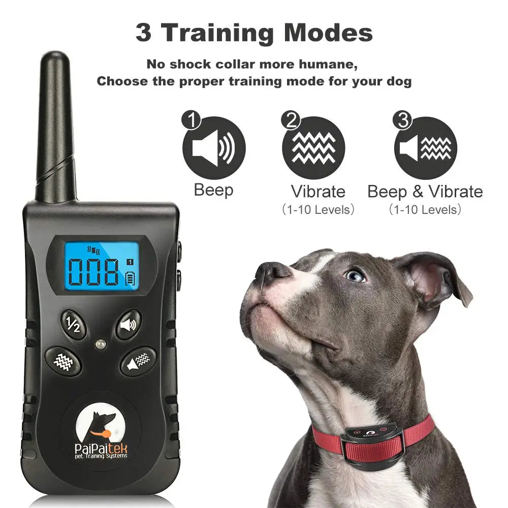No-Shock Dog Training Collar– Rechargeable Vibration 1600ft Range