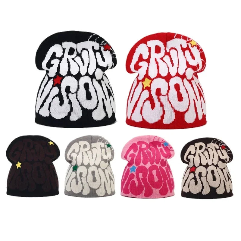 Graphic Knit Beanie for Adults – Warm Winter Streetwear with Bold Letter & Icon Designs