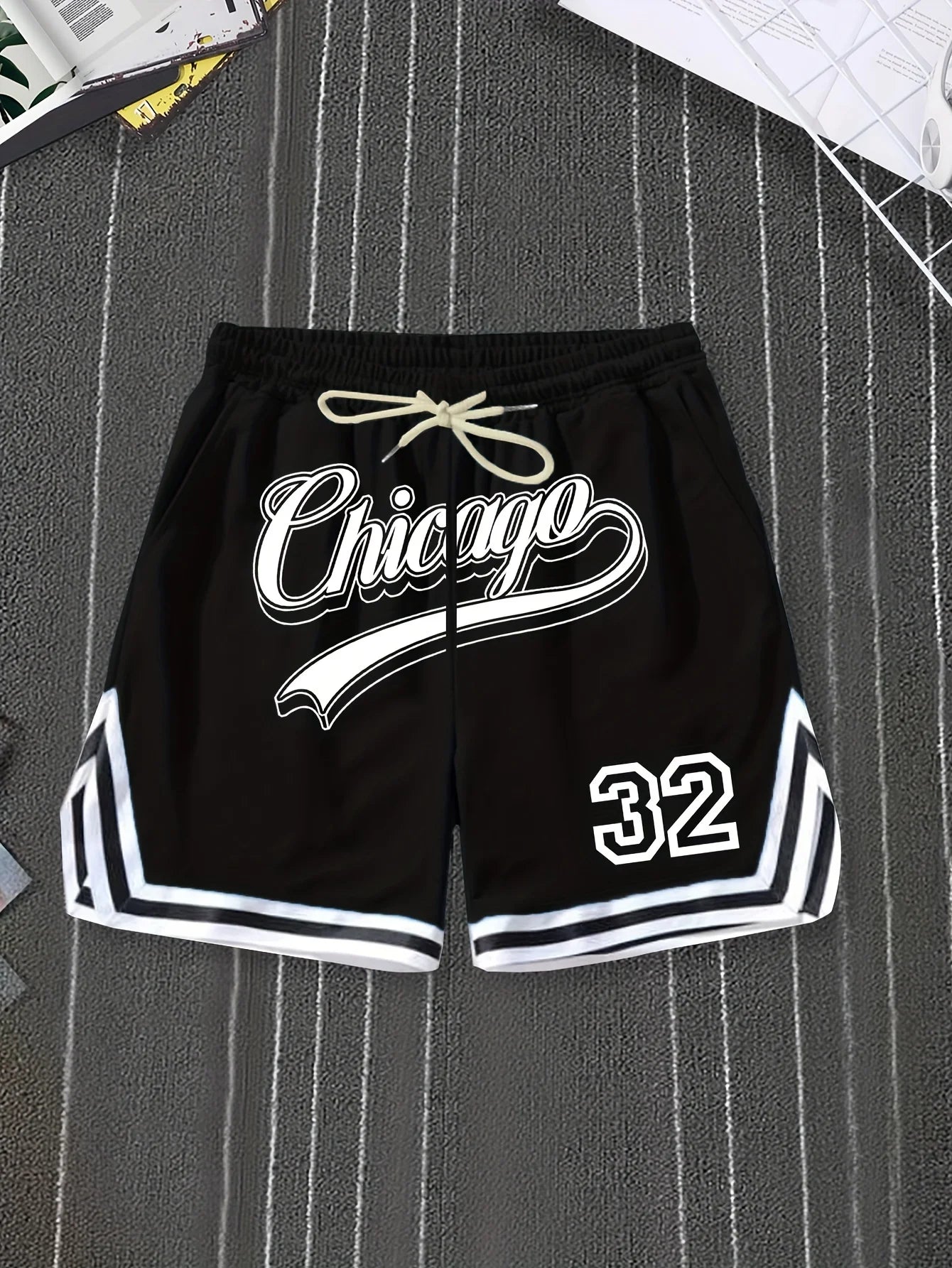 Bold Chicago Style Print Retro Basketball Shorts – Streetwear Summer Fitness