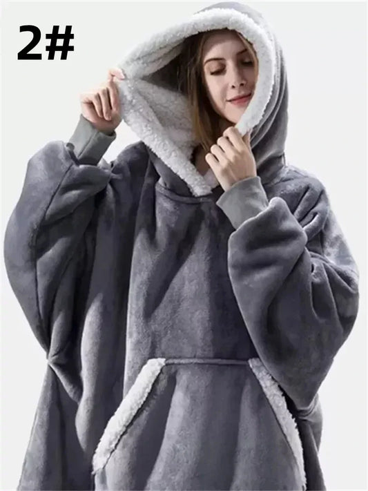 Oversized Hoodie Blanket with Hood – Cozy Wearable Fleece Sweatshirt