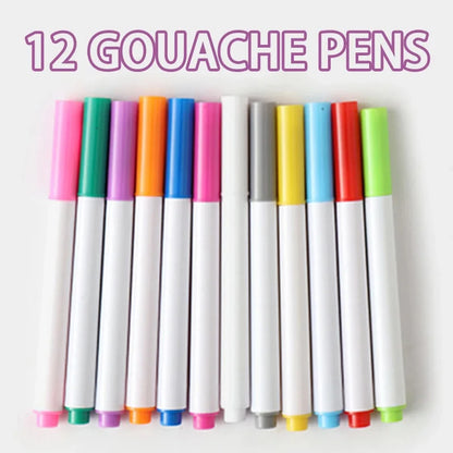 Kids Erasable Doodle Book – Reusable Drawing Pad with 12 Watercolor Pens | Travel-Friendly  Coloring & Activity Book