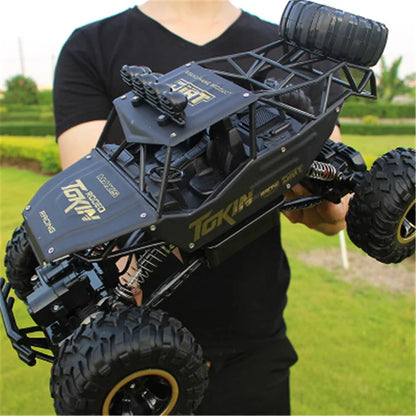 4WD Rock Crawler RC Truck – Dual-Motor Off-Road Remote Control Car with LED Lights & Suspension