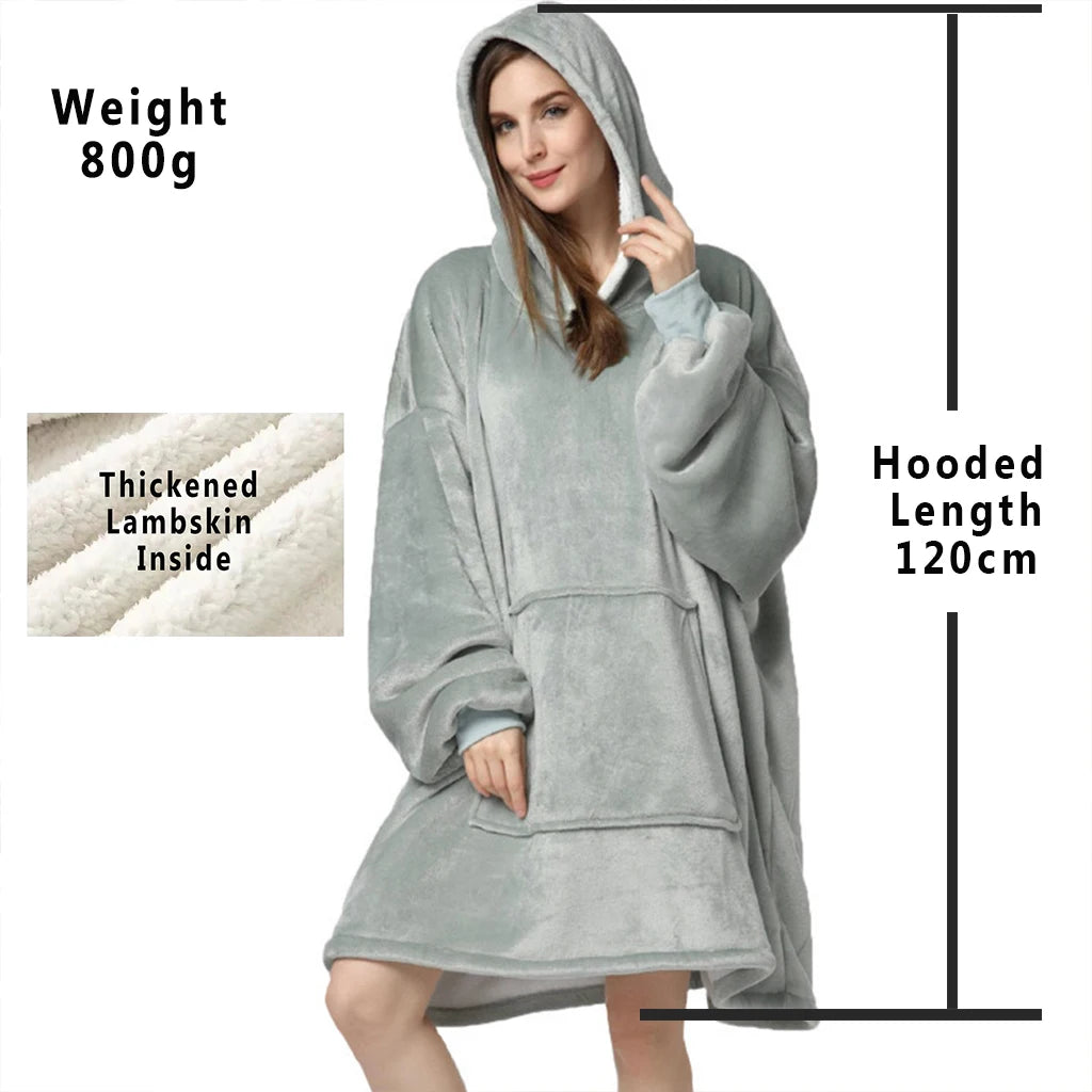 Oversized Hoodie Blanket with Hood – Cozy Wearable Fleece Sweatshirt