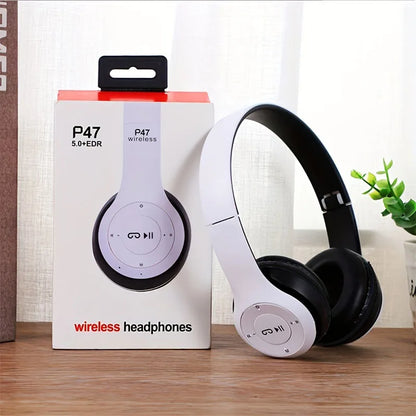 Wireless Bluetooth 5.0 Headphones – Foldable Stereo Headset with Noise Control & Mic
