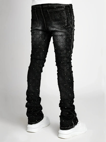 Men’s Designer Slim Straight Denim Jeans – Premium Stretch Fit, Distressed Streetwear