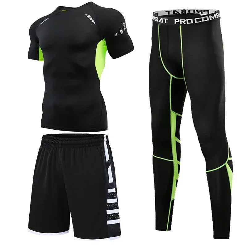 Men’s Compression Training Set – 3-Piece Running, Workout & Fitness Tracksuit