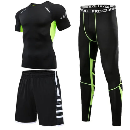 Men’s Compression Training Set – 3-Piece Running, Workout & Fitness Tracksuit