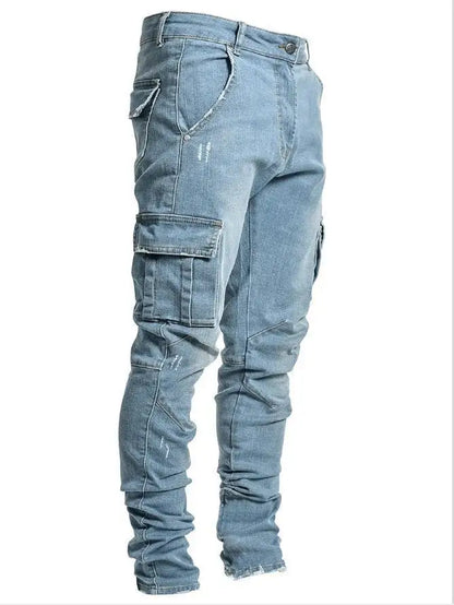Men’s Stretch Denim Ripped Jeans – Slim Fit Distressed Casual Streetwear