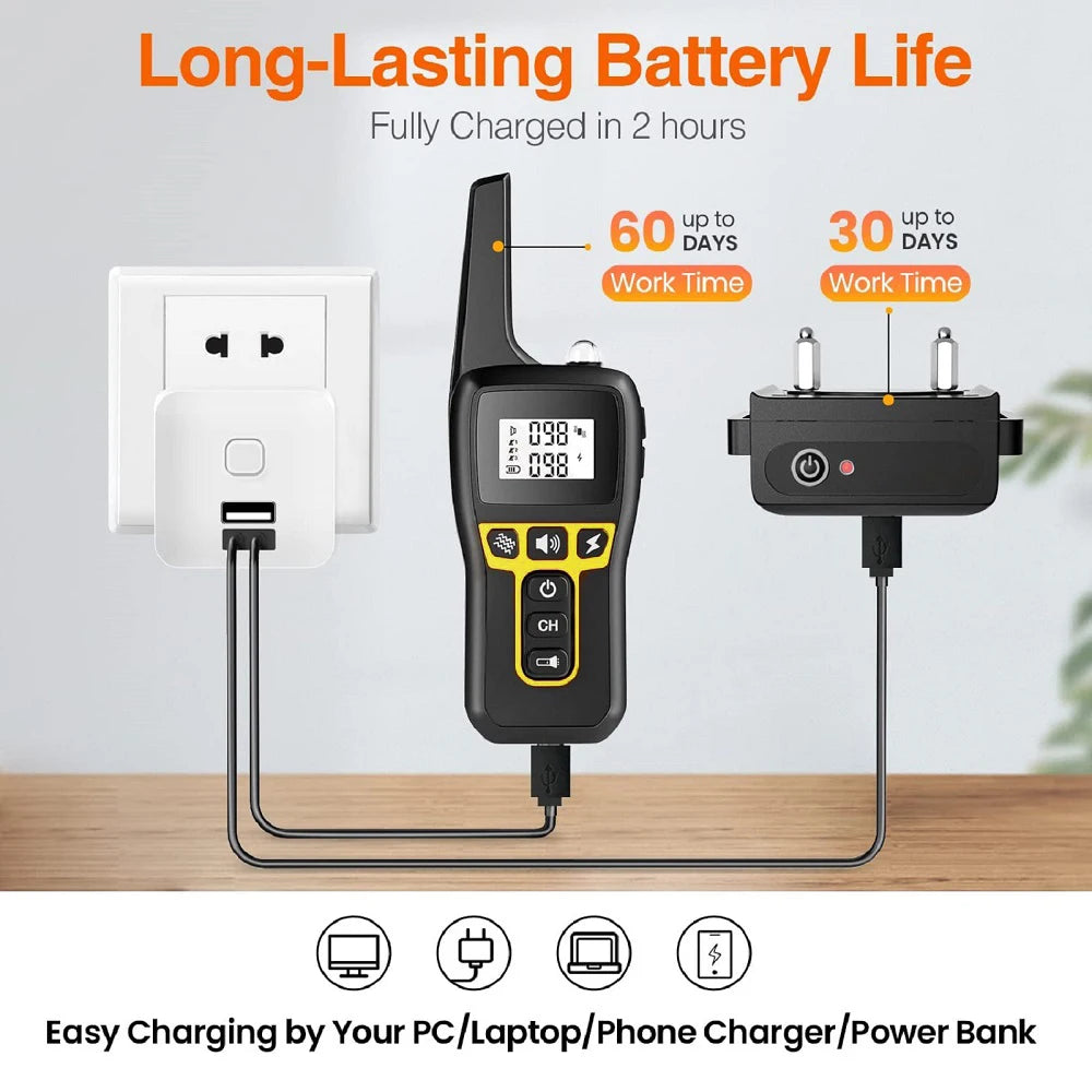 Rechargeable Dog Training Collar with Remote – Waterproof Bark Control Collar with Adjustable Levels