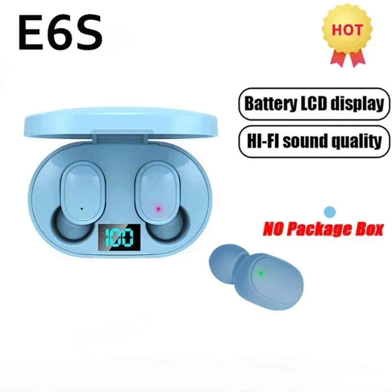 E6S Wireless Bluetooth Earbuds – Noise-Reducing In-Ear Headphones with Charging Case & LED Battery Display