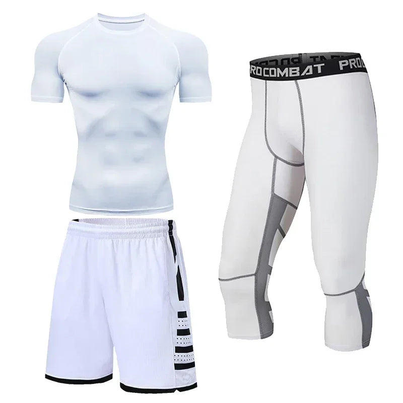 Men’s Compression Training Set – 3-Piece Running, Workout & Fitness Tracksuit