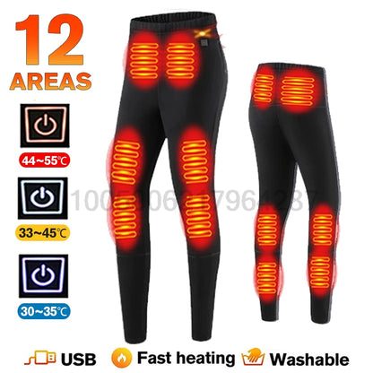 Men’s & Women’s USB Heated Thermal Underwear Set – Electric Heating Shirt & Pants for Winter Sports, Work, Skiing & Cold Weather