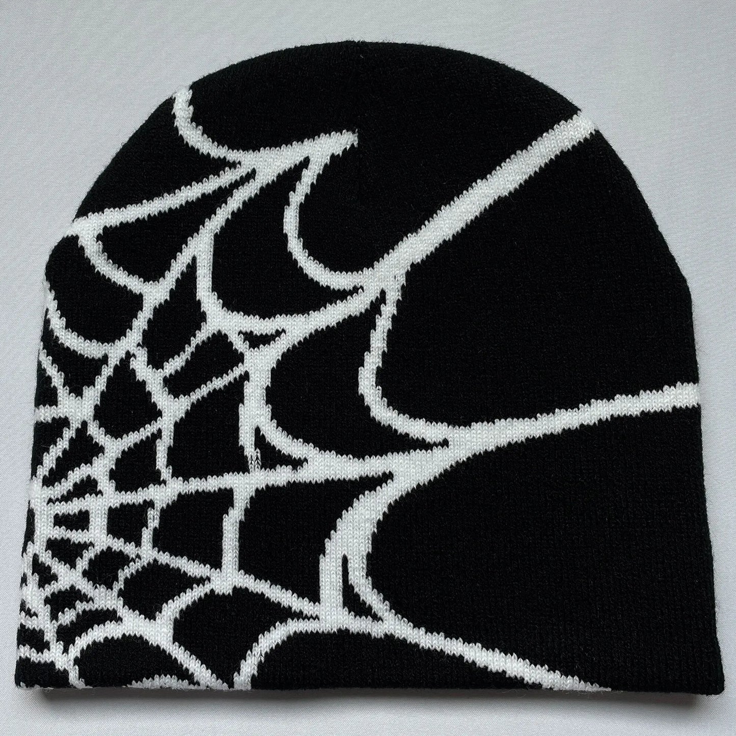 Y2K Spider Web Knit Beanie – Streetwear Skullcap for Men & Women, Rider Hat