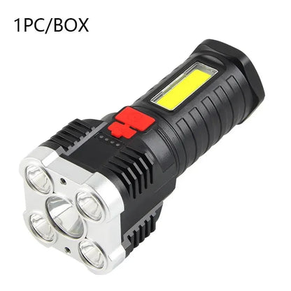 5-LED Tactical Rechargeable Flashlight with Side Light – High-Power & Emergency Use