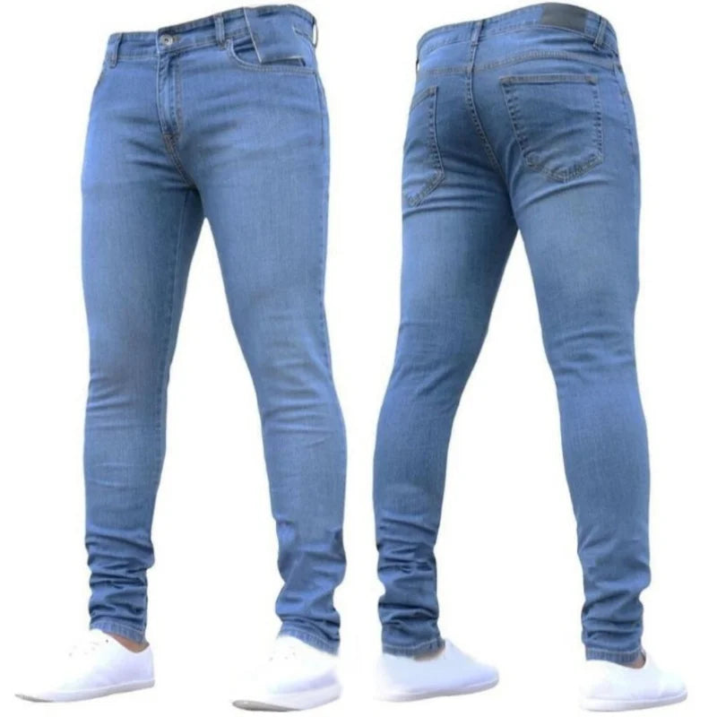 Men’s Stretch Denim Ripped Jeans – Slim Fit Distressed Casual Streetwear