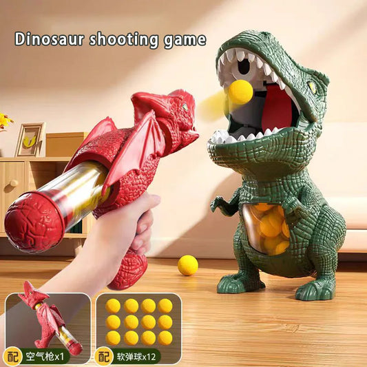 Dinosaur Shooting Game Toy – Soft Foam Ball Blaster with T-Rex Target for Kids & Parents