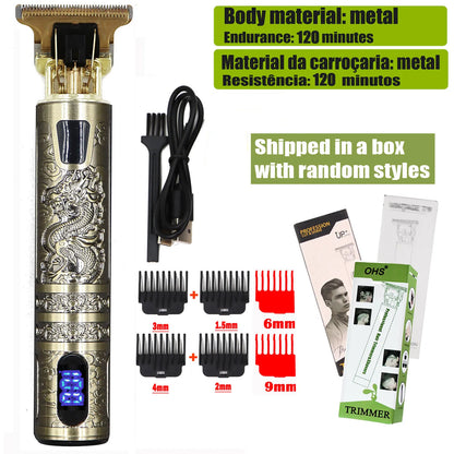 Dragon Engraved Hair Clipper –  Zero-Gap Shaver, Rechargeable Timmer