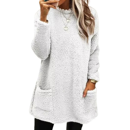 Women’s Warm Fleece Hoodie Top – Cozy Soft Long Sleeve Fuzzy Pullover