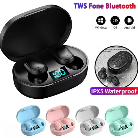 E6S Wireless Bluetooth Earbuds – Noise-Reducing In-Ear Headphones with Charging Case & LED Battery Display