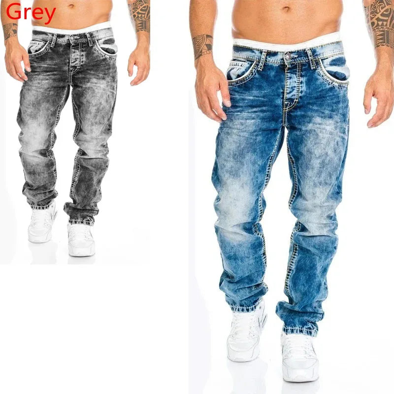 Men’s Stretch Denim Ripped Jeans – Slim Fit Distressed Casual Streetwear