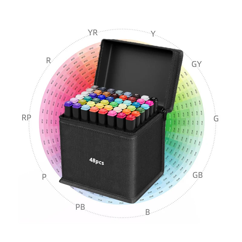 Dual Tip Art Marker Set (12–168 Colors) – Professional Brush & Chisel Markers