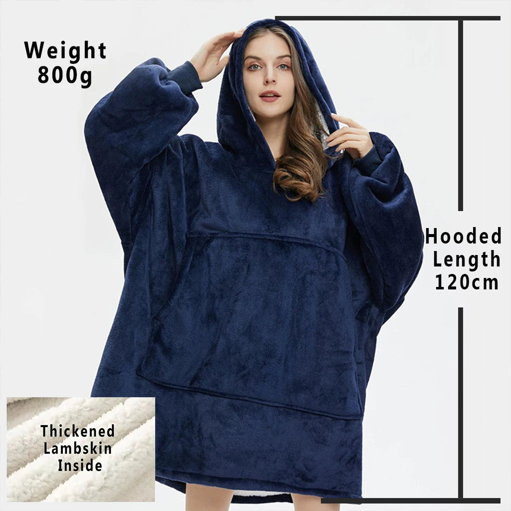 Oversized Hoodie Blanket with Hood – Cozy Wearable Fleece Sweatshirt