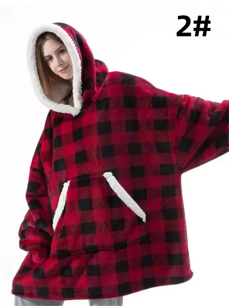 Oversized Hoodie Blanket with Hood – Cozy Wearable Fleece Sweatshirt