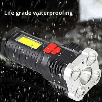 5-LED Tactical Rechargeable Flashlight with Side Light – High-Power & Emergency Use