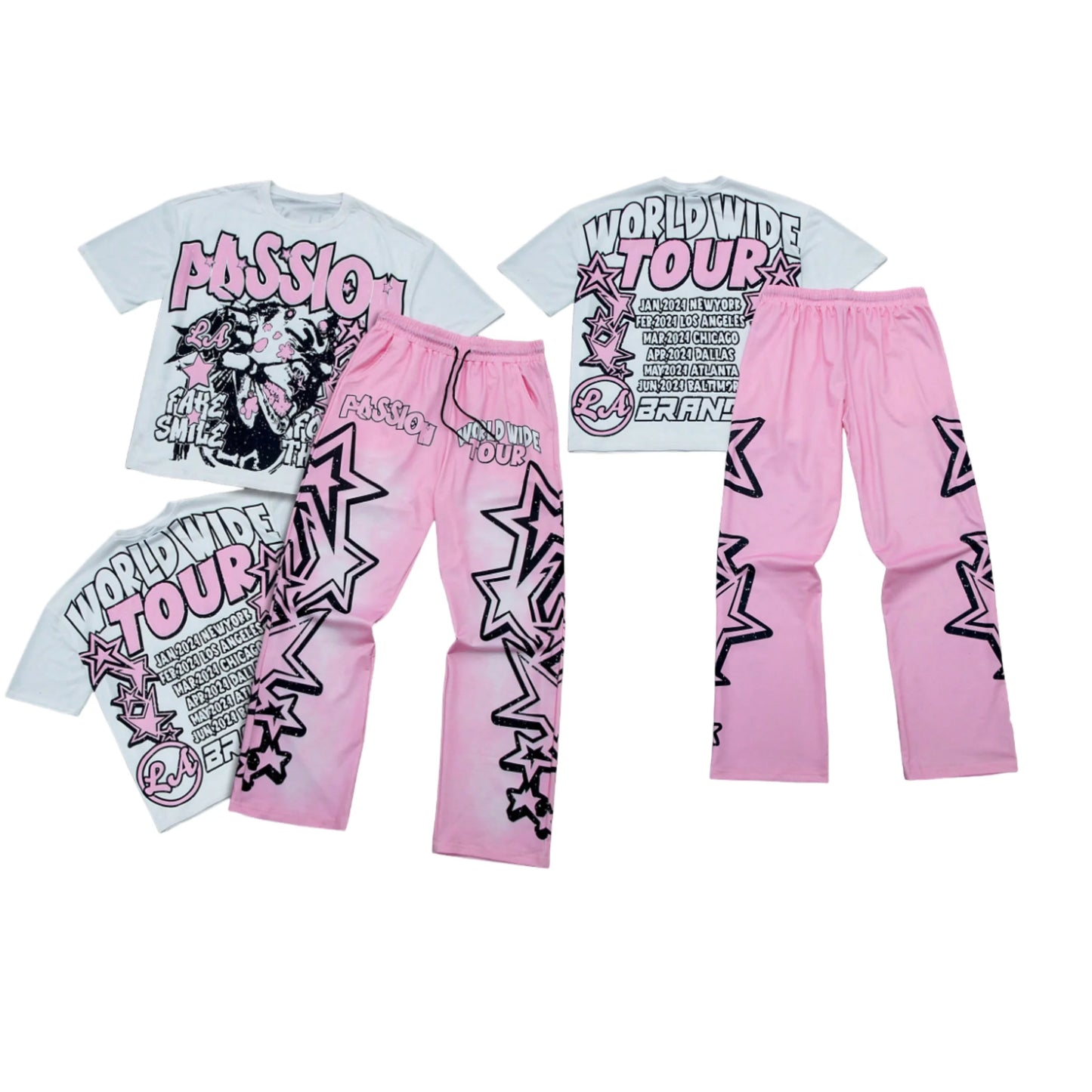 Men’s Graphic 2-Piece Set – Oversized Short Sleeve Tee & Wide-Leg Pants Streetwear