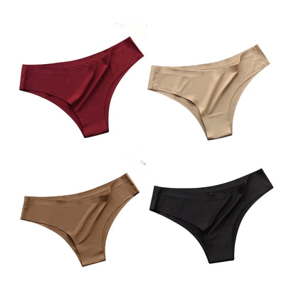 4-Pack Seamless Ice Silk Panties for Women – Ultra-Thin No-Show -Low-Waist Briefs